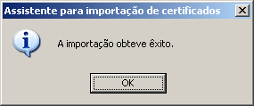 Janela de confirmação da instalação do certificado