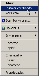 Iniciando a instalação do certificado
